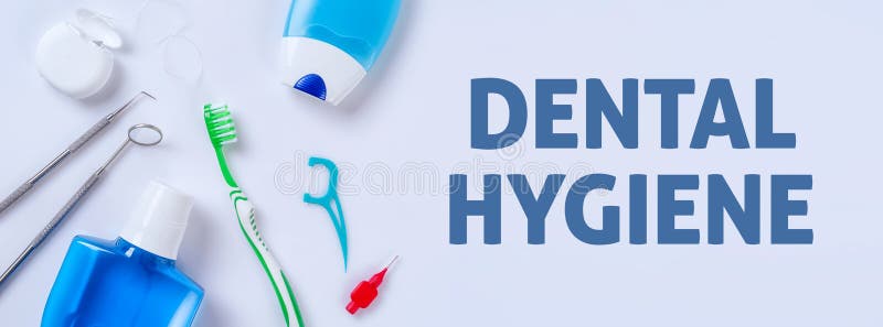 Oral care products on a light background - Dental Hygiene. Oral care products on a light background - Dental Hygiene