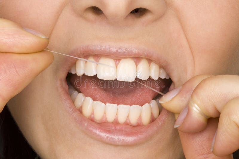 Woman is doing oral hygiene. Woman is doing oral hygiene