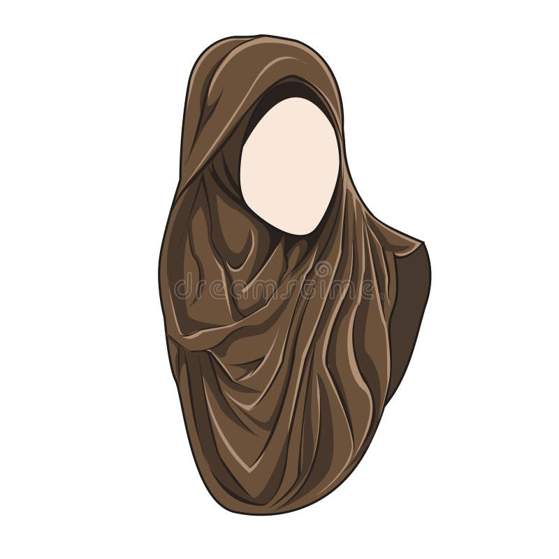 Hijab Muslimah Vector  Brown Color Stock Vector  