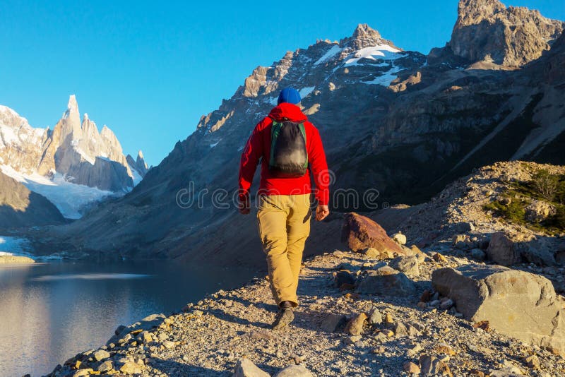 Hike in Patagonia stock photo. Image of morning, hiker - 168535344