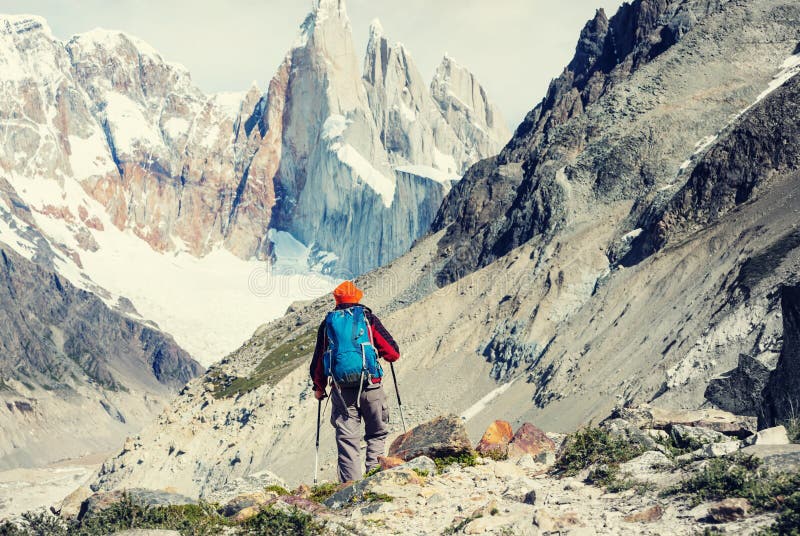 Hike in Patagonia stock photo. Image of breathtaking - 73758006