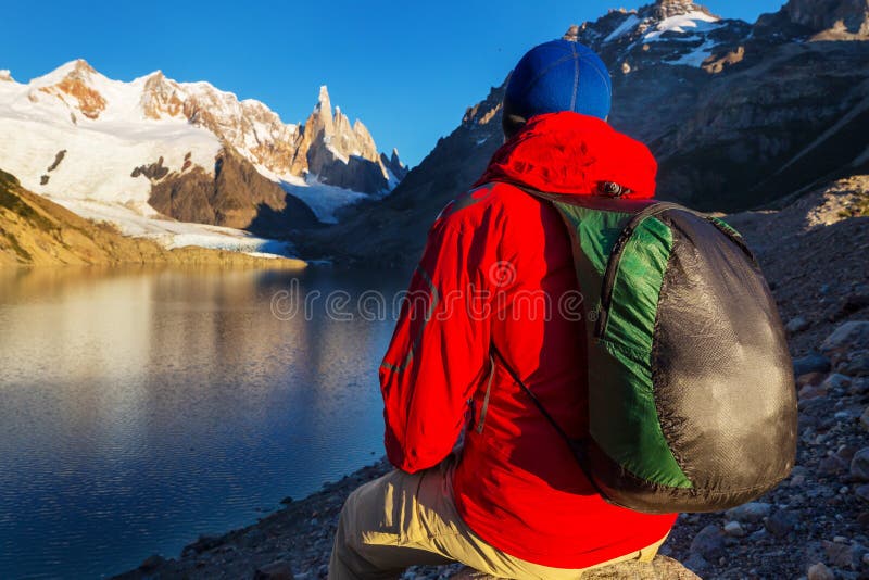 Hike in Patagonia stock image. Image of nice, background - 193083555