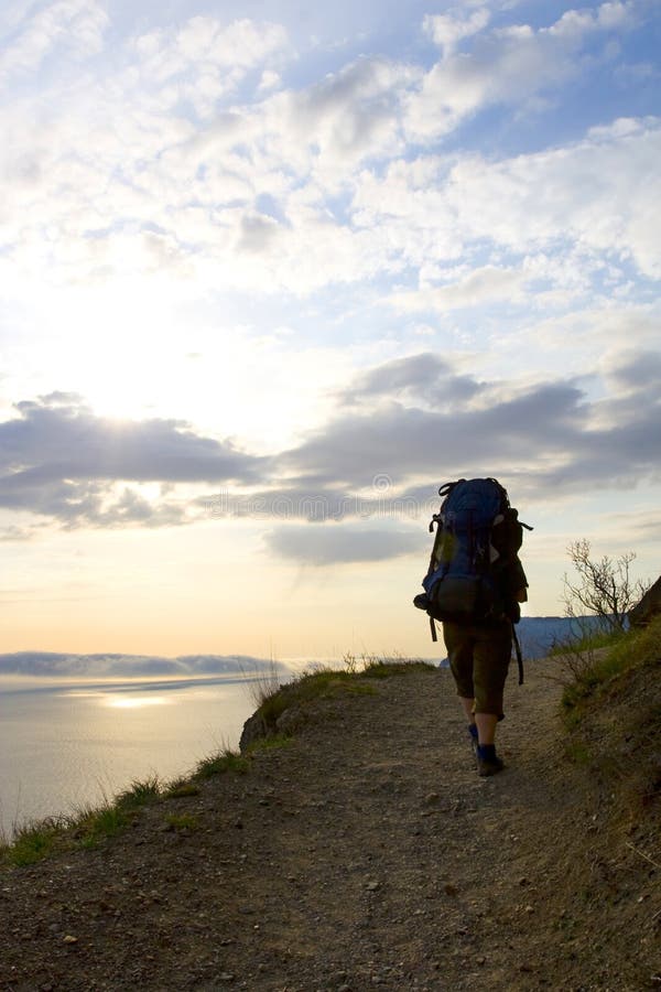 Hiker with Back Pack stock image
