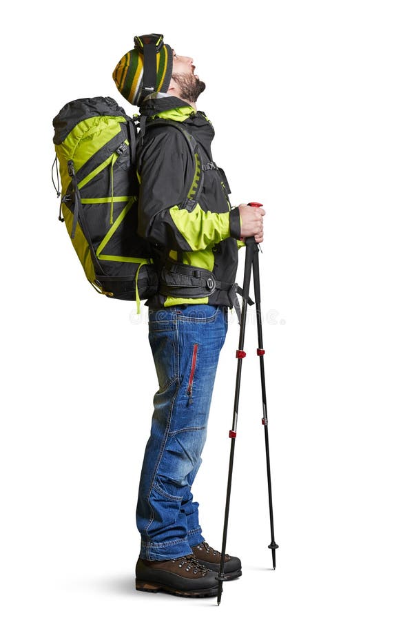 Male Hiker with Backpack and Map Stock Photo - Image of handsome ...