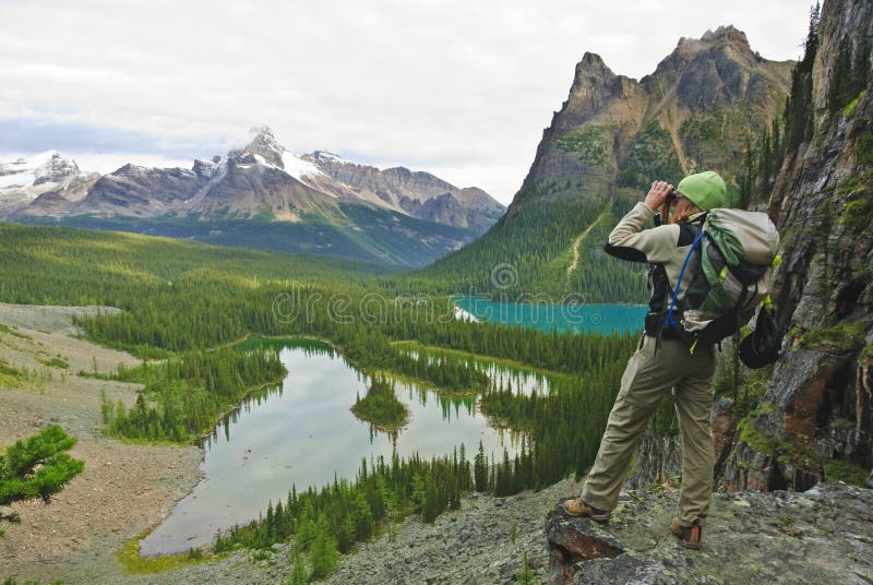 Hiker in the canadian rockies royalty free stock images
