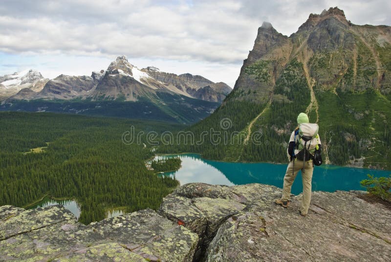 Hiker in the canadian rockies stock photo