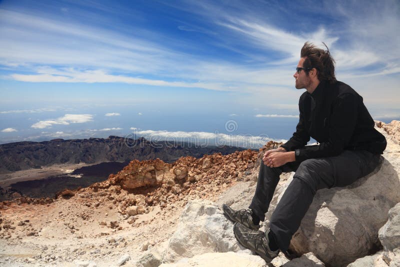 Hiker enjoying view