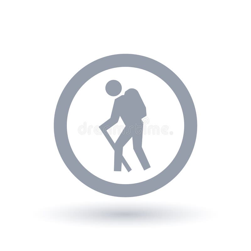 Hiker icon. Backpack hiking symbol. Hike trail sign. stock illustration Hiker icon. Backpack hiking symbol. Hike trail sign. stock illustration