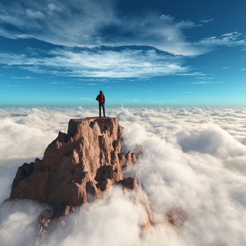 Hiker man at the top of the mountain vector illustration Hiker man at the top of the mountain vector illustration