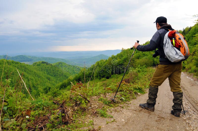 Hiker on a mounatin trek