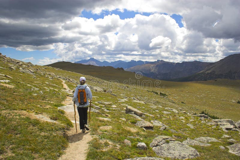 Hiker in the Mountains royalty free stock images