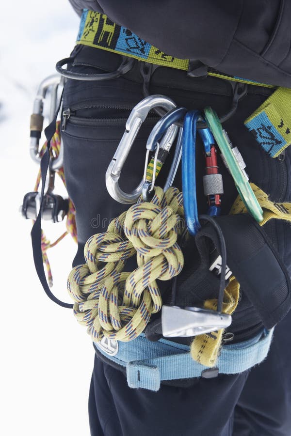 Hiker S Belt Filled with Safety Ropes Stock Photo Image of equipment