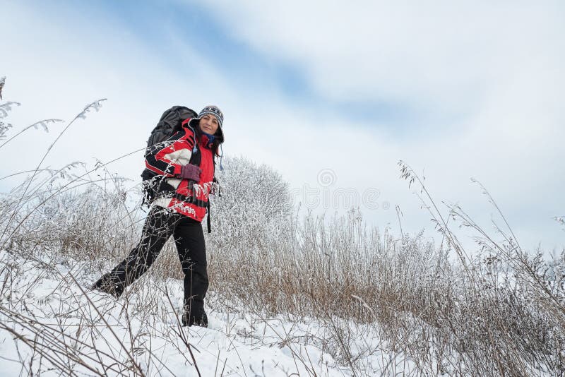 Hiker on the snow