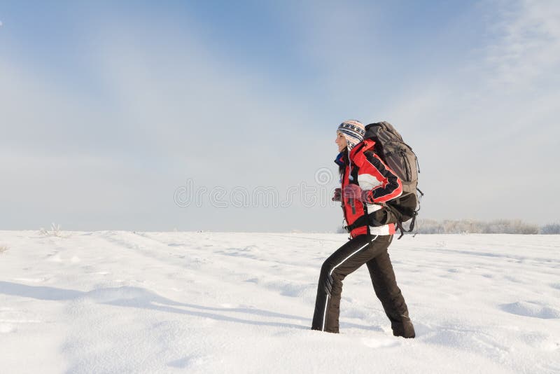 Hiker on the snow