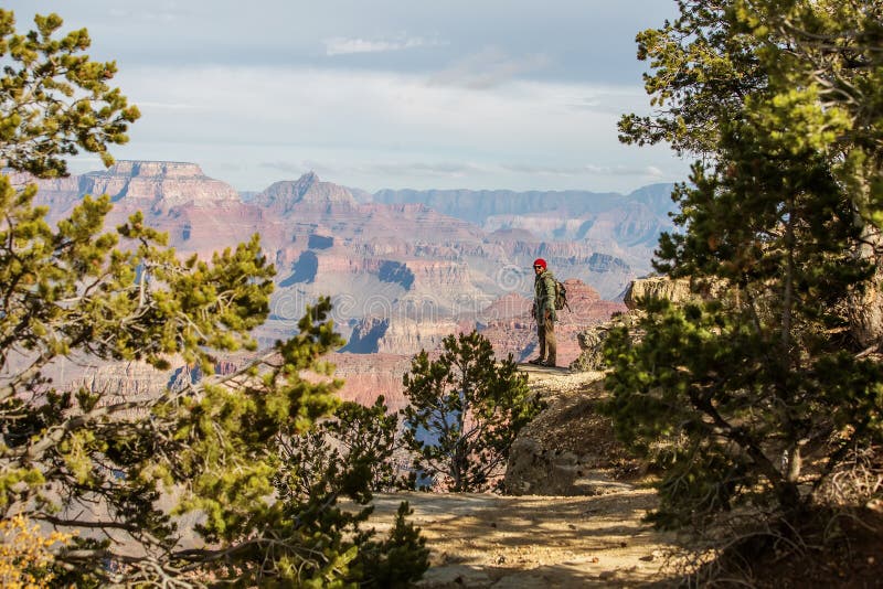 Hiker в национальном парке гранд-каньона, южной оправе, Аризоне, США стоковое изображение rf Hiker в национальном парке гранд-каньона, южной оправе, Аризоне, США стоковое изображение rf