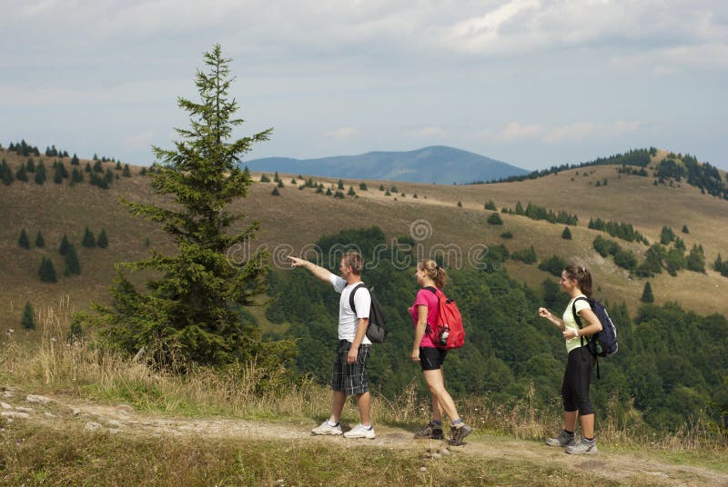 Hikers on the top of mountains