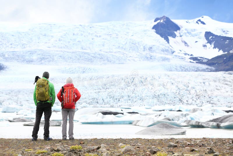 Hiking adventure travel people on Iceland