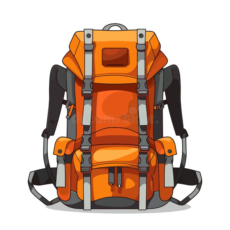 Hiking Backpack Image. Cute Camping Backpack Image Isolated Stock