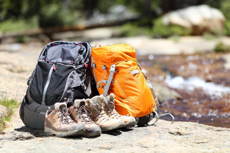 Hiking backpacks and hiker shoes