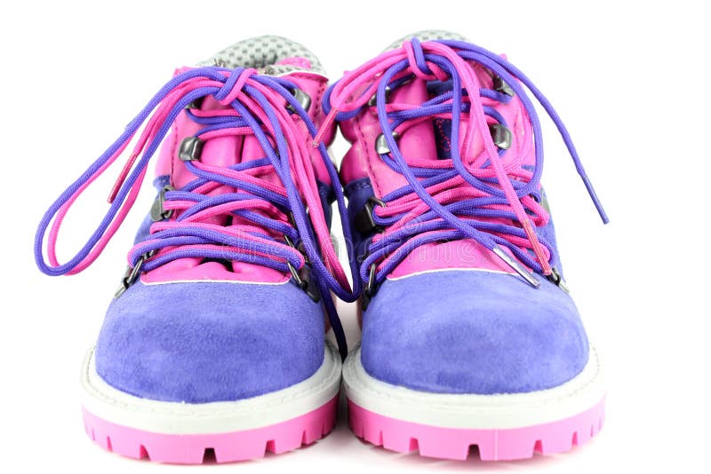 Pink hiking boots stock image. Image of tall, pink, shoelace - 16927589