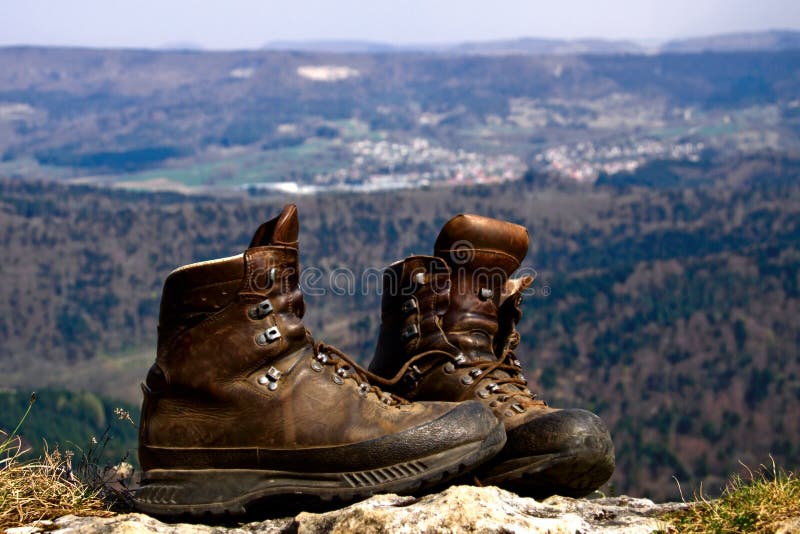 Hiking Boots on a Mountain Lake Stock Image - Image of rubihorn, break ...