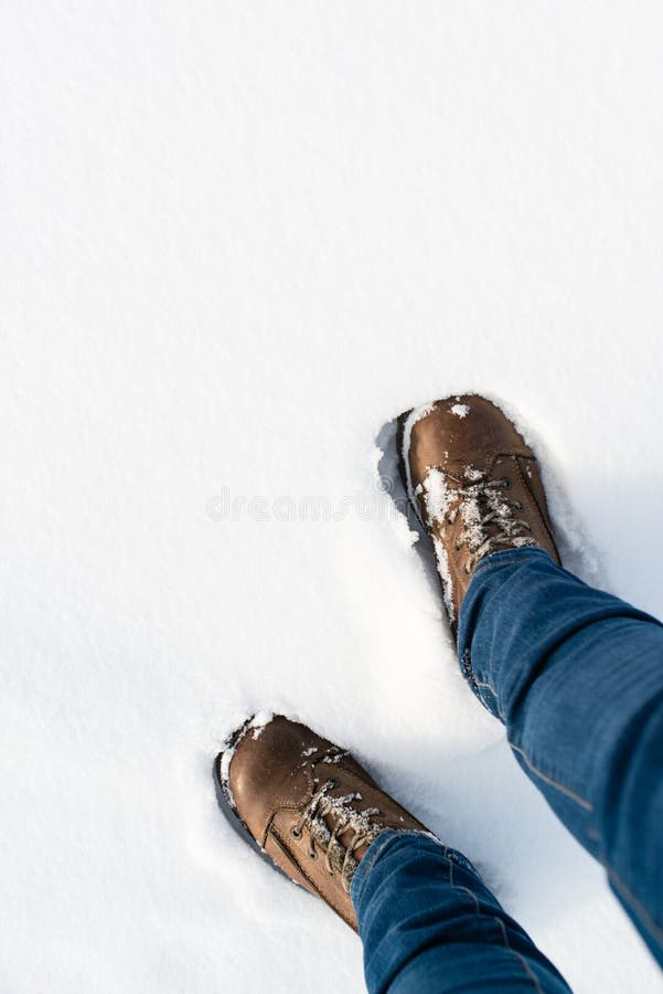 Hiking boots in the snow stock photo. Image of boot, cold 49743380
