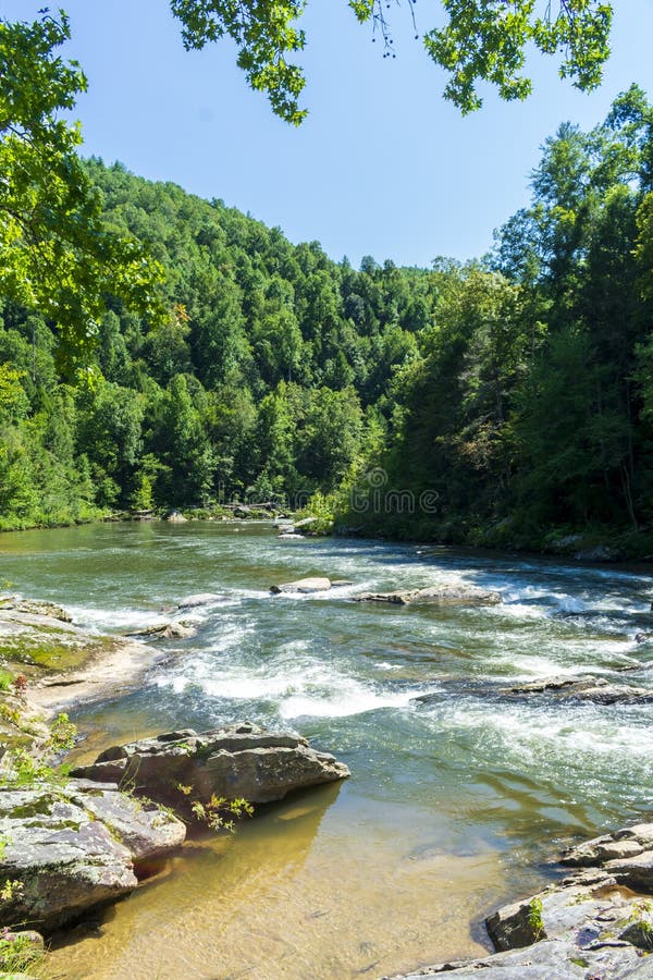Hiking the Chattooga River, Opossum Creek Falls trail. head, Long Creek South Carolina. Royalty Free Stock Image