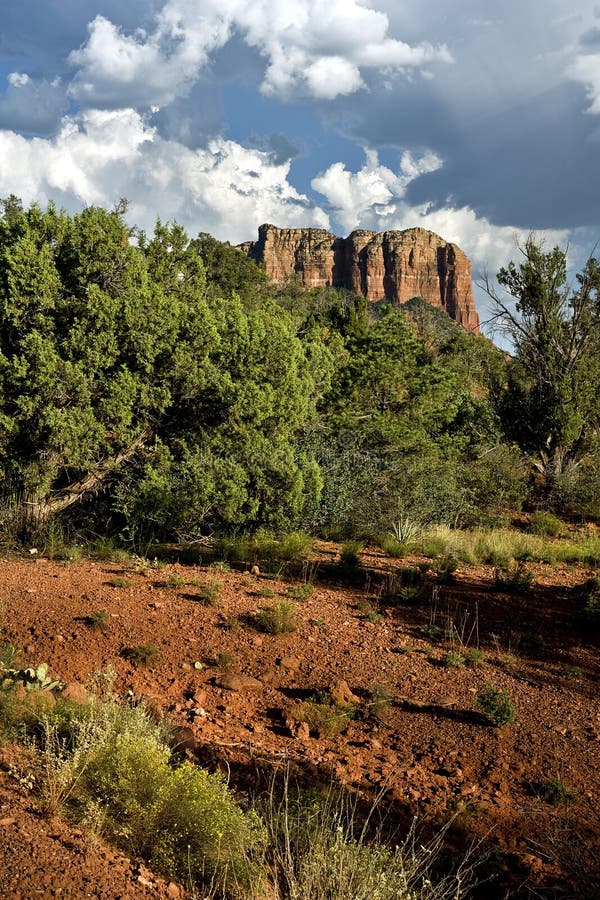 Hiking between clay hills stock image