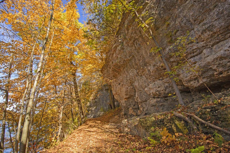 Hiking a Cliff Trail in the Fall Stock Image Image of state, colors