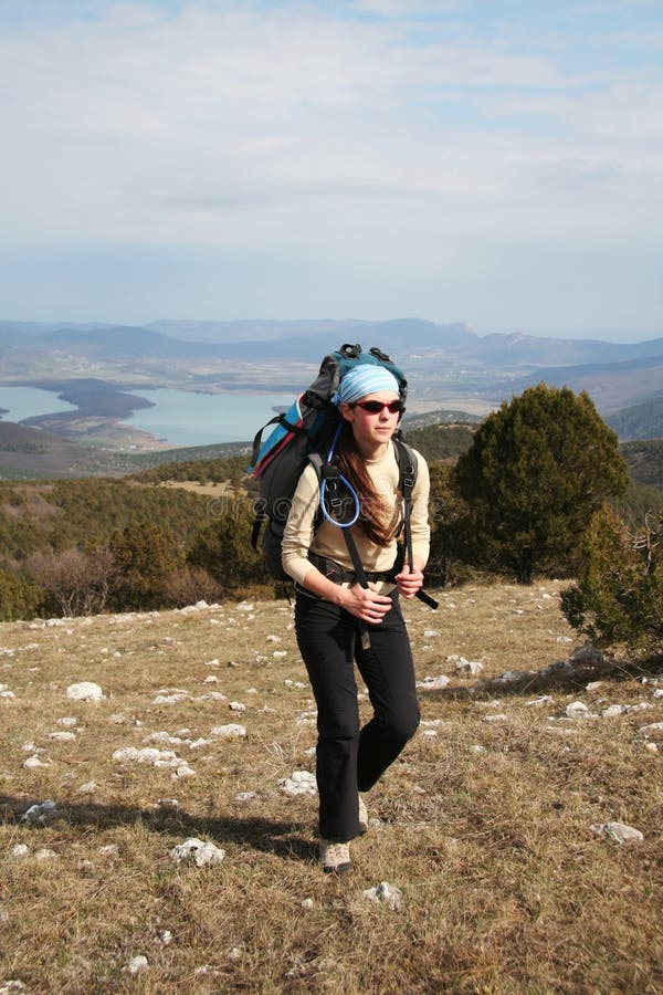 Hiking girl stock image. Image of nature, environment ...