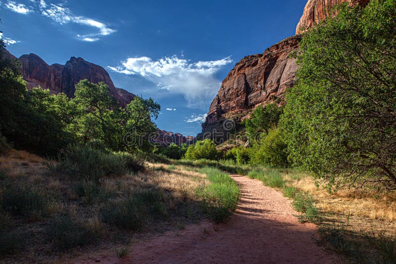 Hiking the Grandstaff Canyon Trail in the Early Morning, Moab, Utah