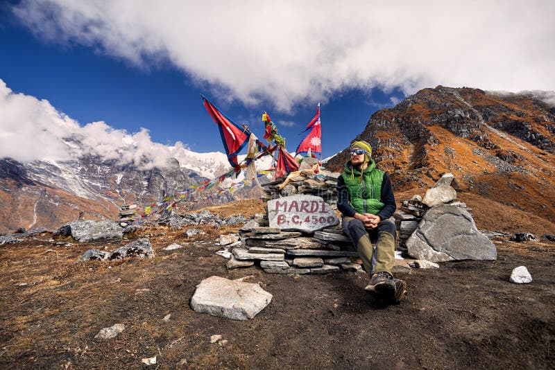 Hiking in Himalaya Mountains royalty free stock images Hiking in Himalaya Mountains royalty free stock images