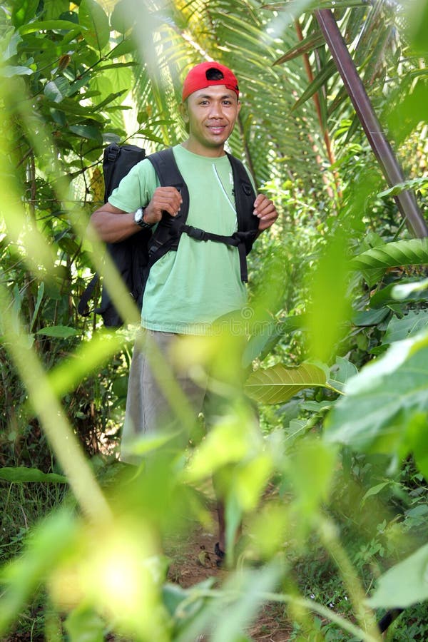 Hiking man in nature