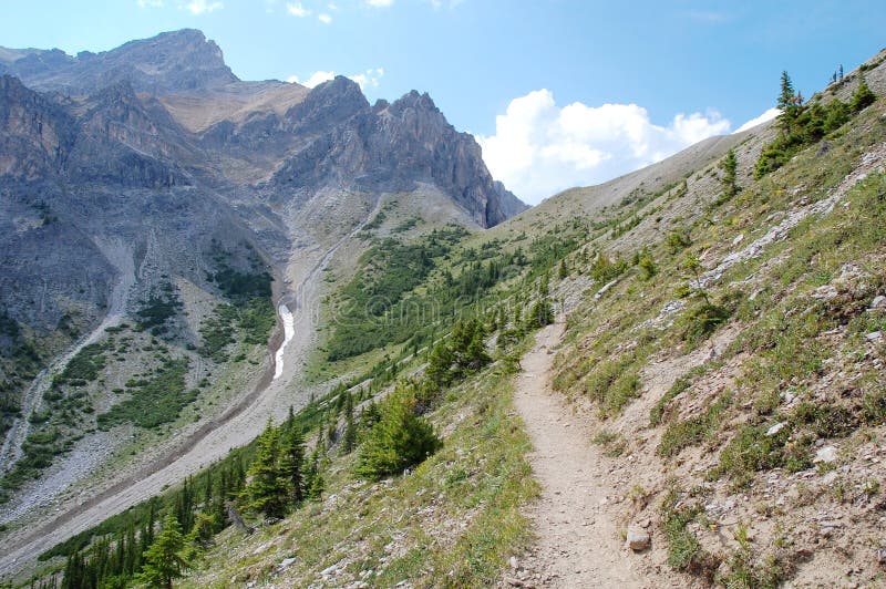 Hiking in rocky mountains