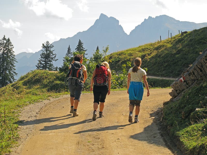 Hiking scene from behind royalty free stock image Hiking scene from behind royalty free stock image
