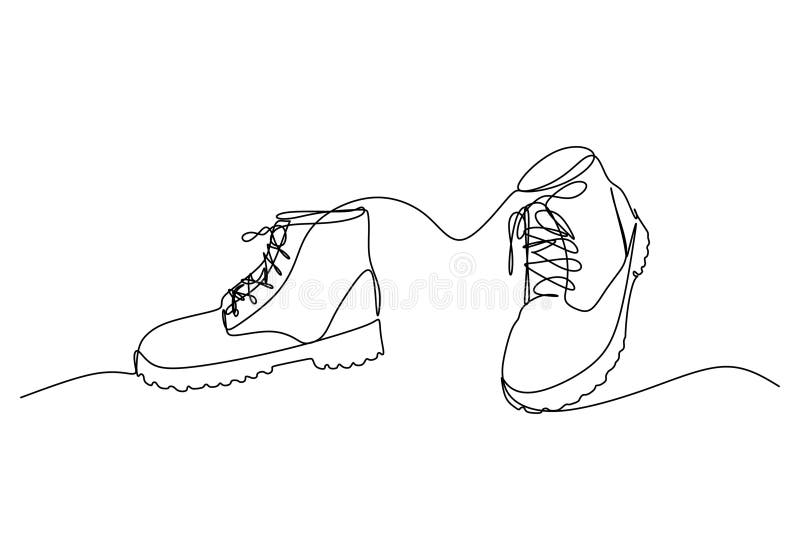 Hiking Shoes Line Art Stock Illustrations 313 Hiking Shoes Line Art