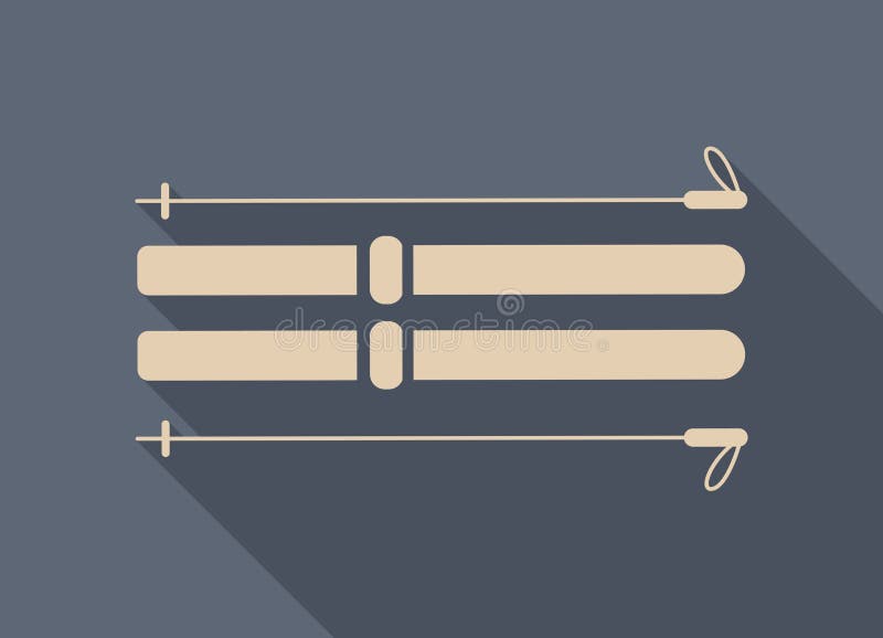 Hiking Skis with Poles, Attributes of a Winter Hike Vector Stock