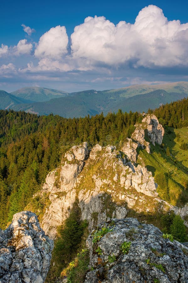 Hiking in slovakia mountains. View from the hills. Ostra, tlsta Peak, Velka Fatra, Slovakia.