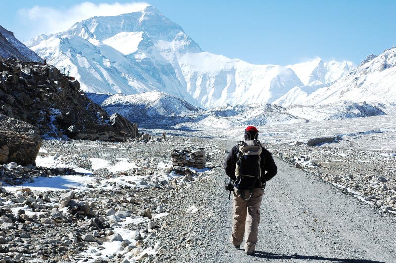 Hiking to the BC of Everest stock images