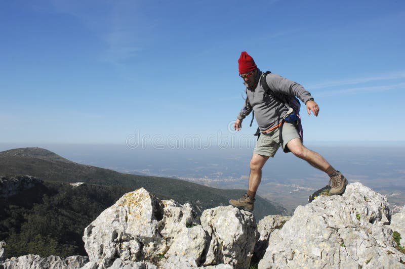 Hiking on the top of a mountain