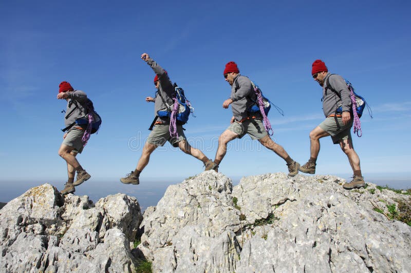 Hiking on the top of a mountain