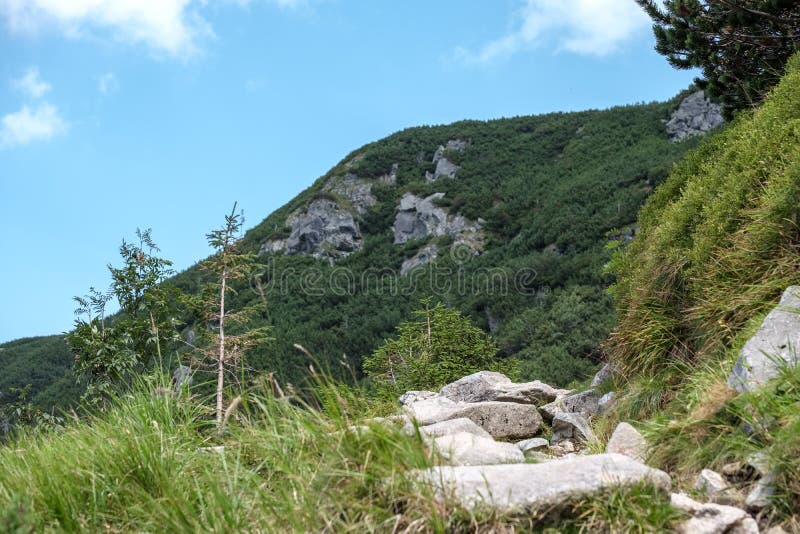 Hiking trail on top of the mountain. Tatra, Slovakia