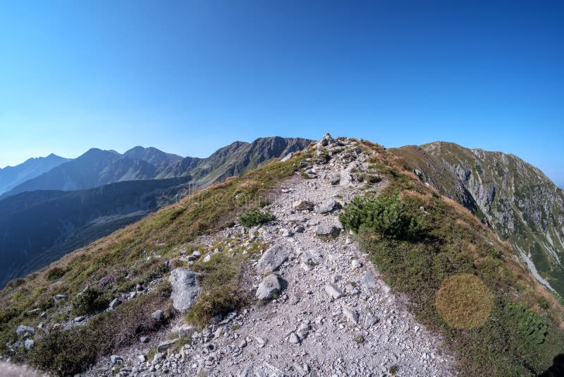 Hiking trail on top of the mountain. Tatra, Slovakia