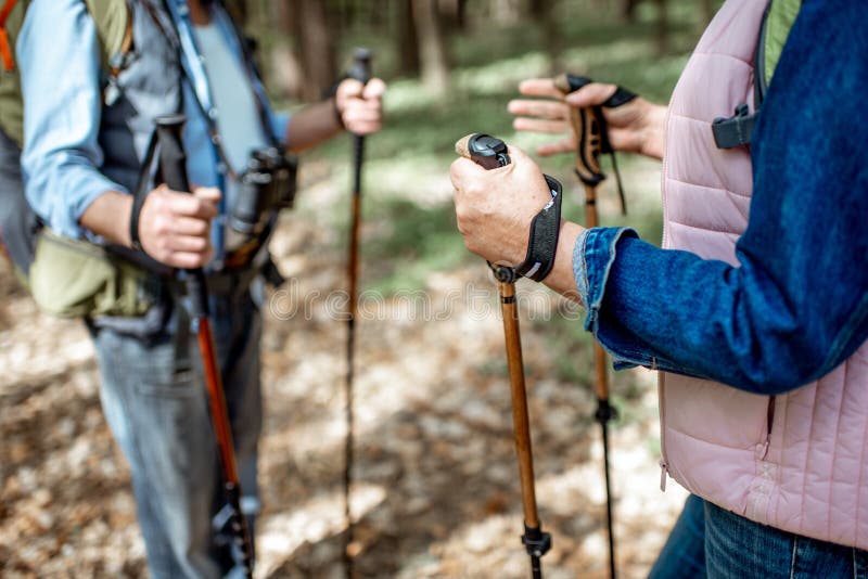 Hiking with Trekking Sticks Stock Image - Image of activity, older ...