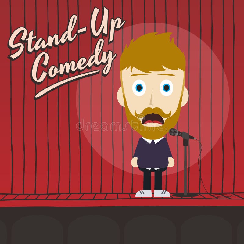 Hilarious Guy Stand Up Comedian Cartoon Stock Vector - Illustration of  animation, curtain: 52060146
