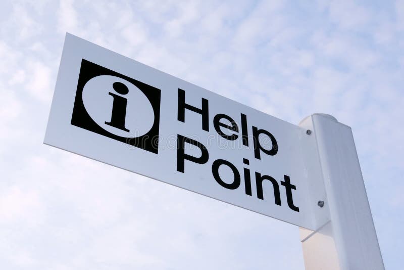 Generic Help Point Sign against a Cloudy Sky. Generic Help Point Sign against a Cloudy Sky