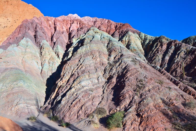 Cerro de los siete Colores hill, uno dei più emblematici di vista della Quebrada de Humahuaca valle nel Jujuy, prov.