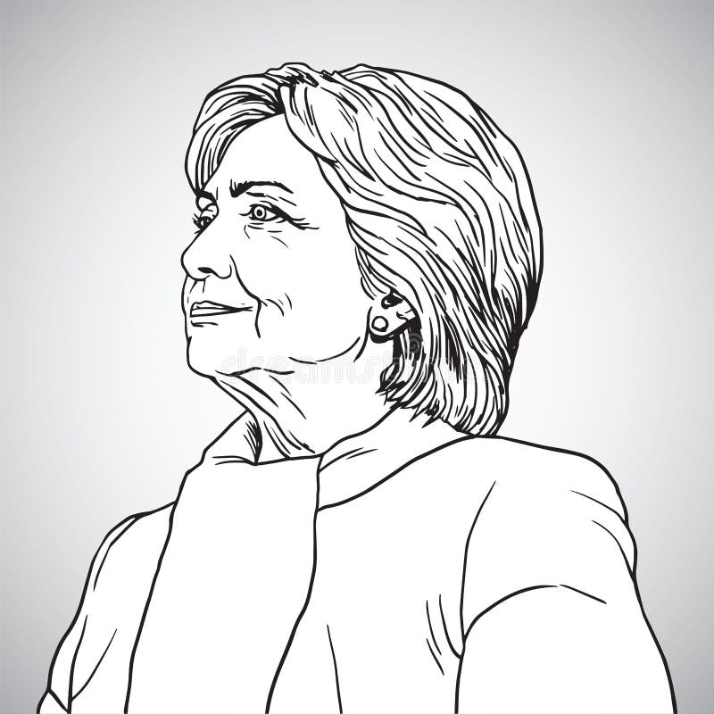 Hillary Clinton Portrait Drawing Ilustração do vetor 17 de novembro de 2017
