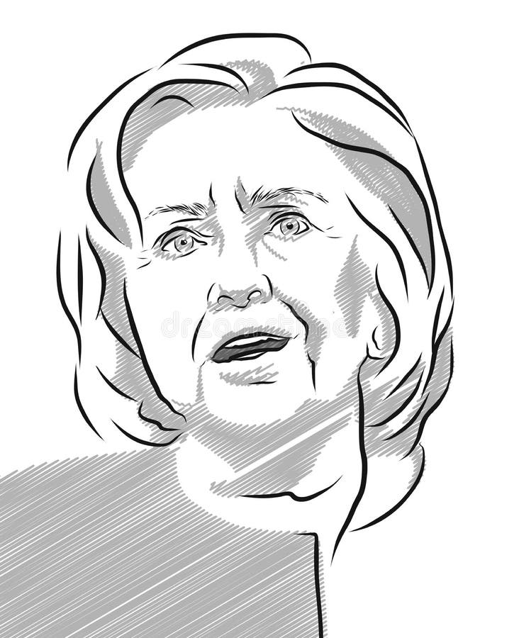 Hillary Clinton Portrait Vetora Outline Illustration