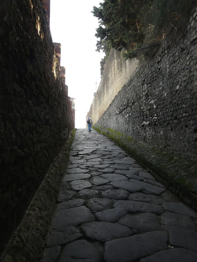 Hillside street at the entrance to the ancient Rom